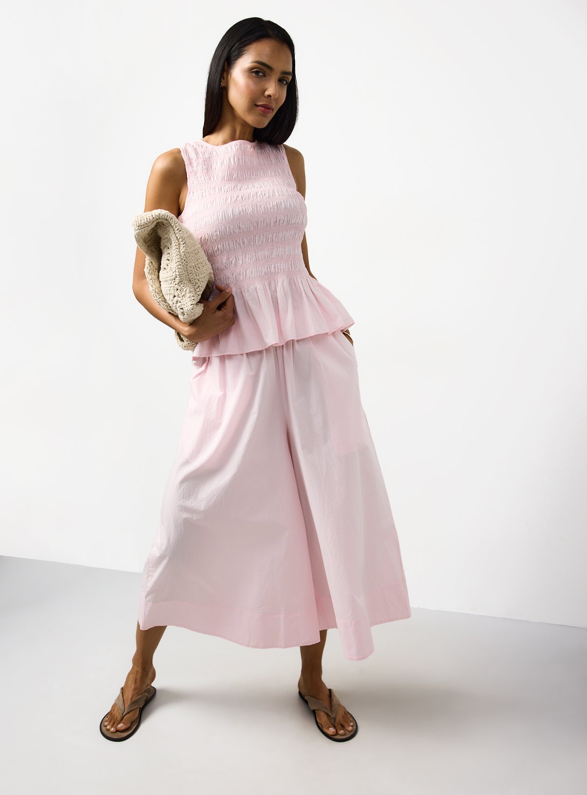 Pink Wide Leg Poplin Palazzo Trousers 16 - Image 2 thumbnail